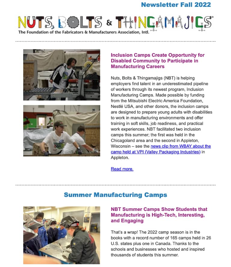 View the Nuts, Bults & Thingamajigs Fall 2022 newsletter